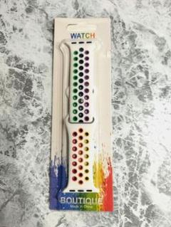 コンパチブル apple watch バンド 　38-40mm 白　虹色