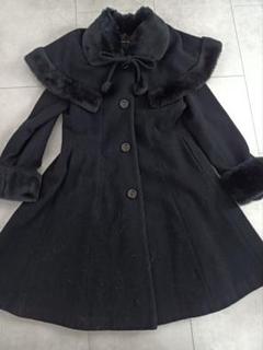 Innocent World 黒 リボンポケット裾フリルロングコート Sサイズハ Innocent World 黒 リボンポケット裾フリルロングコート Sサイズハ