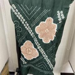 Y5713 緑　男子　兵児帯　絞り　七五三　浴衣　正絹　ベージュ