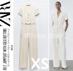 【ZARA】新品　ゴールドボタン ベルト ジャンプスーツ