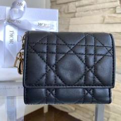 Lady Dior (レディディオール)ミニ折り財布 ブラック