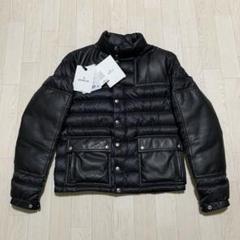 モンクレール　BAHR　ラムレザー切り替え　ライダース　ダウンジャケット　黒 モンクレール BAHR ラムレザー切り替え ライダース ダウン