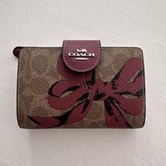 超新作新品☆COACH コーチ折り財布カーキ シグネチャー リボンレザー