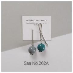 262A　アシンメトリー　くすみカラー　ピアス　イヤリング　ブルー　グレー