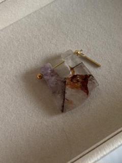 天然石幾何学デザイン片耳用ピアス　monaka jewelry 個性的