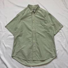 old uniqlo ボタンダウン シャツ L グリーン 半袖 無地