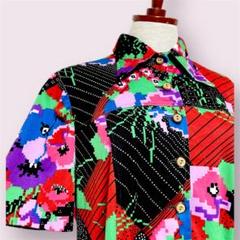 vintageヴィンテージワンピース花柄ドットストライプItalyレトロ海外古着