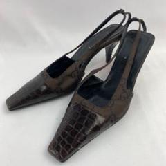 GUCCI グッチ クロコダイル型押しレザー パンプス サンダル 35.5C
