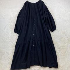 ローズバッド ロングシャツワンピース 前後リバーシブル 綿100％ 黒 3532