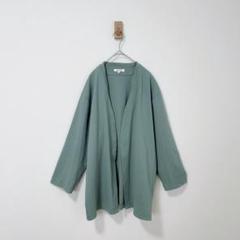 グローバルワーク　ノーカラー カーディガン 薄手　長袖　XL 緑
