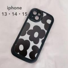 新品 iphone14ケース スマホケース 花柄 ソフト ブラック