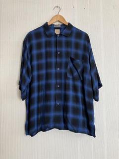 Sanca シャツ　ブラック×ブルー　size2