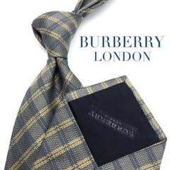 【美品】BURBERRY LONDON ネクタイ ホースロゴ チェック グレー