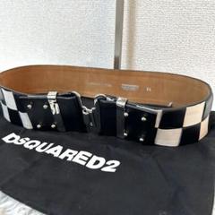 【希少✨チェッカーベルト】ディースクエアード　白黒　レザー　オセロ　おしゃれ