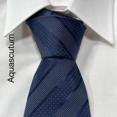 TG2615 Aquascutum ドット ストライプ ネクタイ イタリア製