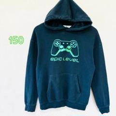 キッズ150㎝【H&M】ゲームコントローラープリント裏起毛スウェットプルパーカー
