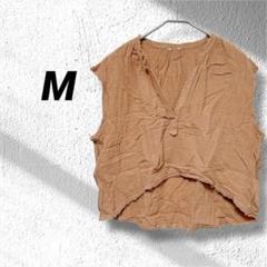 ブラウン Vネック ノースリーブ トップス M/W