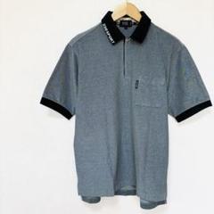 【23区スポーツ】半袖ポロシャツ　L　黒ブラック系　ロゴ入り　チェック柄　ゴルフ