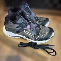 Mizuno バレーボールシューズ ハイカット ブラック/グレー/パープル25㎝