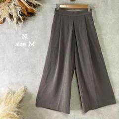 エヌドット ワイドパンツ グレー ウエストゴム ガウチョ M タック 1742