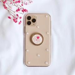 スマホケース 韓国 かすみ草スマホリング iPhoneSE等全機種対応