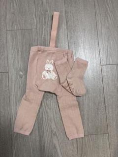 うさぎ刺繍 ピンク ベビータイツ 70-80