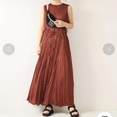 Spick & Span ノースリーブ プリーツ ロングワンピース ワインレッド