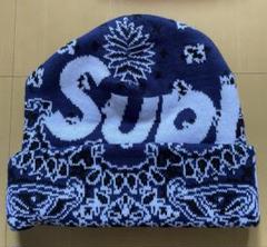 24fw Supreme Big Logo Beanie Bandana 紺