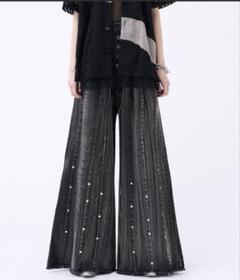 【seyto】 ストライプレイヤードフレアデニムパンツ / ネイビー / 1 seyto（セイト）の「Stripe layered flare pants / ストライプ