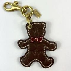 COACH コーチ テディベア クマ型レザーキーホルダー チャームブラウン 美品 美品 COACH コーチ クマ チャーム キーホルダー レザー