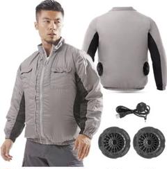 ‼️数量限定❇️ 空調作業服 空調服 空調ウェア グレー ファン付きL-XL