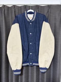ヴィンテージウールバーシティジャケット　スタジャンcelio XXL刺繍　紺×黄 USA製 80s DeLong 
