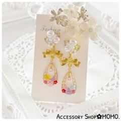 フラワー♡ビジュー・:*りぼん♡ハンドメイドピアスorイヤリング♡