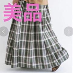 美品 サマンサモスモスSM2 チェックロングスカートグリーン系