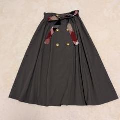 ブルーレーベル クレスブリッジ　ロングトレンチスカート　金ボタン　リボン　38