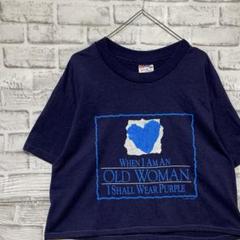 USA製90sヴィンテージTシャツ！シングルステッチパープルショート丈古着L26
