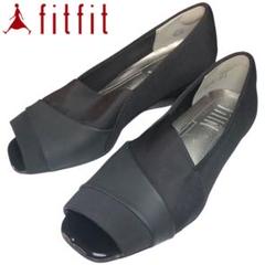 fitfit フィットフィット オープントゥ バイカラーパンプス ウェッジソール