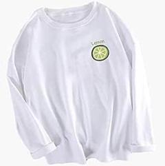 レディース tシャツ レモン 長袖 綿 ゆったり ワンポイント シンプル