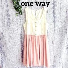 【one way】 レース ひざ丈ノースリーブワンピース 刺繍 可愛い