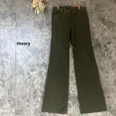 theory セオリー　オリーブグリーン ストレッチフレアパンツ　レディース　M