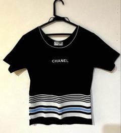 CHANEL ボーダーカットソー　シャネル　Tシャツ シャネル Tシャツ CHANEL グレー ブラック ホワイト ココマーク
