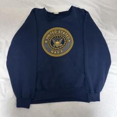 90sヴィンテージUSA製古着SOFFEリバースウィーブNAVYプリントスエット 90sヴィンテージUSA製古着SOFFEリバースウィーブNAVYプリント