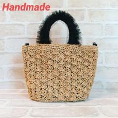 松編みバッグ ペーパーヤーンバッグ 夏用かごバッグ ハンドメイド