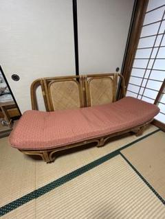 2人掛けソファ　ラタン　籐　布張　ビンテージ　レトロ　アンティーク