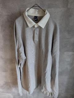 オールドギャップ　GAP　ポロシャツ　ラガーシャツ　グレー　長袖　L
