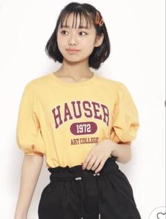 ピンクラテ　カレッジロゴパフスリーブTシャツ 　S 140