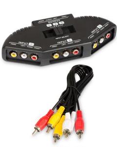 AVセレクター 切替器 3入力1出力 3ポート RCAスイッチ AVケーブル付