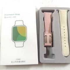 Apple Watch用　マグネットバックル磁石　本革バンド 　ピンク ホワイト