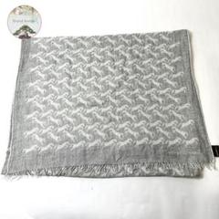 ヒュー121エルメス　カシミヤ　シルク　馬模様 グレー マフラー ヒュー121様専用エルメス カシミヤ シルク 馬模様 グレー