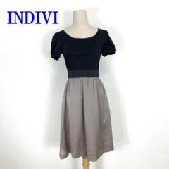 INDIVI インディヴィ 半袖ワンピース 黒 ブラック 38 C1054